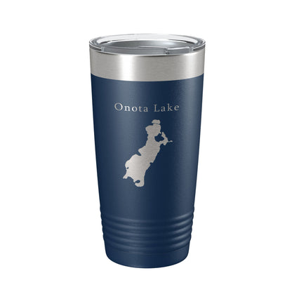 Onota Lake Map Tumbler Travel Mug Insulated Laser Engraved Coffee Cup Massachusetts 20 oz-2