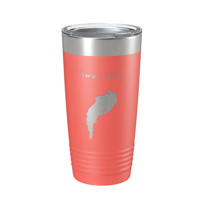 Swan Lake Map Tumbler Travel Mug Insulated Laser Engraved Coffee Cup Maine 20 oz-20